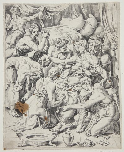 De geboorte van Isaac door Dirck Volckertsz. Coornhert