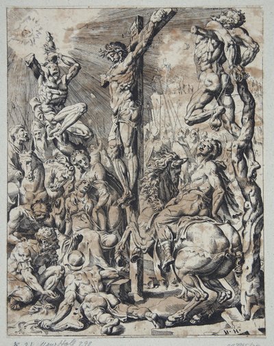 De dood van Christus aan het kruis door Dirck Volckertsz. Coornhert