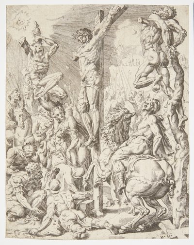 De dood van Christus aan het kruis door Dirck Volckertsz. Coornhert