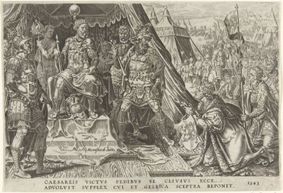 Willem II, hertog van Gelre, onderwerpt zich aan het gezag van Karel V, 1543 (Overwinningen van Karel V) door Dirck Volckertsz. Coornhert