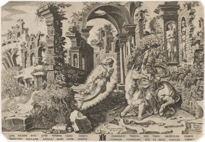 Bileam en de engel door Dirck Volckertz Coornhert, after Maerten van Heemskerck