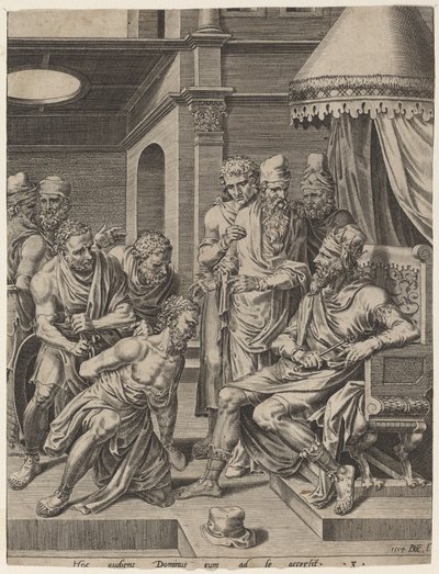 De Onbarmhartige Dienaar voor de Koning Gebracht door Dirck Volckertz Coornhert, after Maerten van Heemskerck