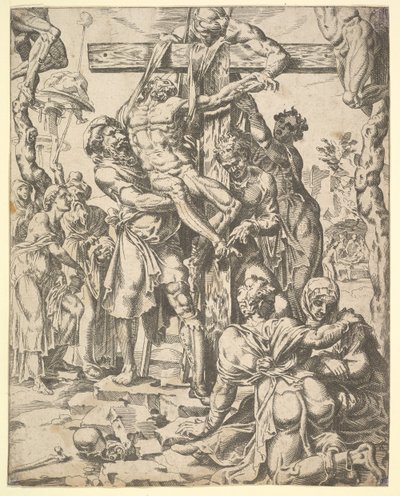 De Kruisafneming, uit De Val en Verlossing van de Mensheid door het Leven en Pa..., 1548 door Dirck Volkertsen Coornhert