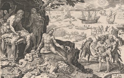 De keizerlijke troepen brengen beschaving naar de Indianen, uit De overwinningen van keizer Ch... door Dirck Volkertsen Coornhert