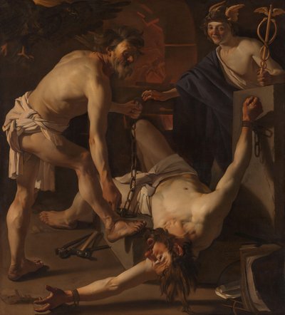 Prometheus Geboeid door Vulcanus door Dirck van Baburen