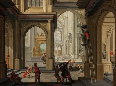 Beeldenstorm in een kerk. 1630 door Dirck van Delen