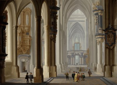 Interieur van een gotische kerk door Dirck van Delen