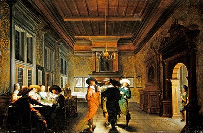 Interieur met kaartspel door Dirck van Delen
