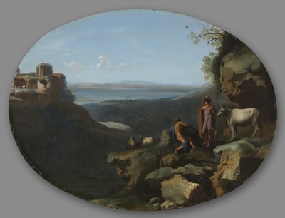 Mercurius en Argus in een landschap, ca. 1635 door Dirck van der Lisse