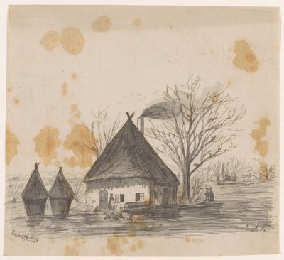 Landschap door Dirk Arnoldus Tavenraat (signed by artist)