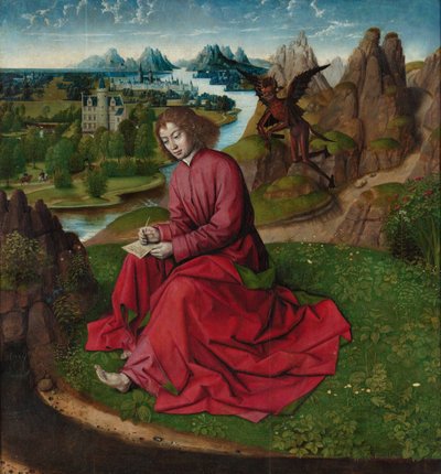 Sint Johannes de Evangelist op Patmos, ca 1465 door Dirk Bouts