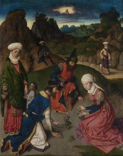 Het Laatste Avondmaal altaarstuk: Het verzamelen van manna rechtervleugel, 1464-1468 door Dirk Bouts