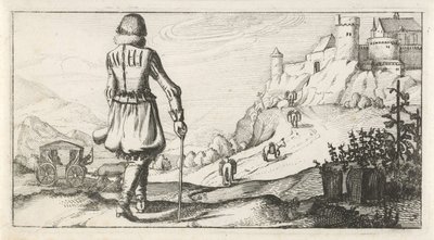 Man in wambuis in een berglandschap door Dirk Eversen Lons