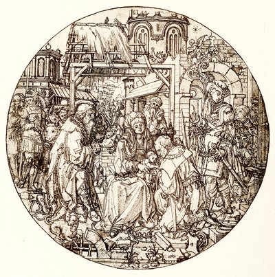De wijzen aanbidden het kind Jezus door Dirk Jacobsz Vellert