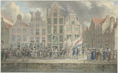 Anti-Engelse demonstratie te Rotterdam, 2 maart 1781 door Dirk Langendijk (signed by artist)