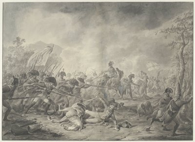 Gevangenneming van de Russische Generaal Hermann tijdens de Slag bij Bergen, 1799 door Dirk Langendijk (signed by artist)