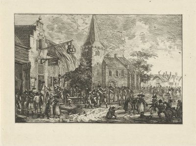 Figuren bij een herberg door Dirk Langendijk