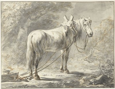 Paard voor een slede, naar rechts door Dirk Langendijk