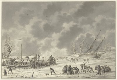 Vluchten van de Landzaten te Texel, januari 1795 door Dirk Langendijk