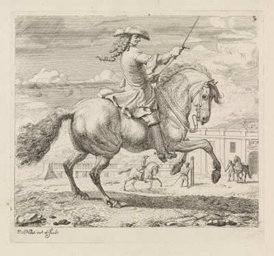 Ruiter naar rechts bij een manege door Dirk Maas