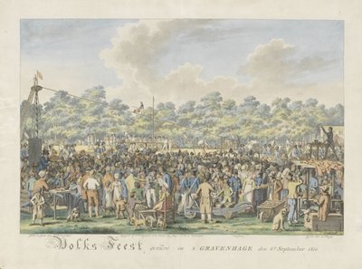 Volksfeest ter ere van de aankomst van Willem Frederik George Lodewijk, erfprins der Nederlanden en Anna Paulowna, grootvorstin van Rusland door Dirk Sluyter