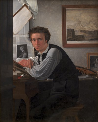 Portret van de kopergraveur Carl Edvard Sonne door Ditlev Blunck