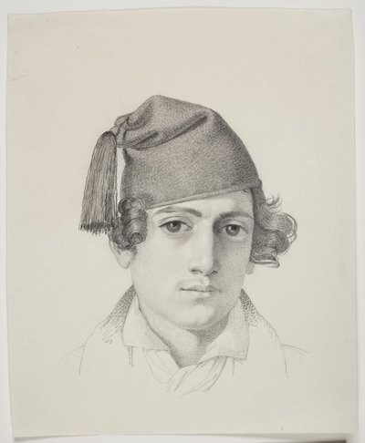 Portret van een jonge man met kwastmuts door Ditlev Blunck
