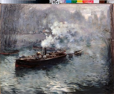 Een stoomboot door Dmitri Anfimovich Shcherbinovsky