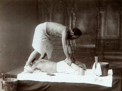 Het Oriëntaalse bad. Massage, 1880s door Dmitri Ivanovich Yermakov