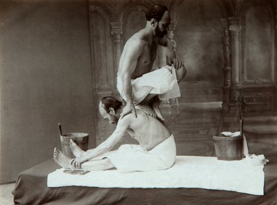 Het Oriëntaalse bad. Massage, 1880s door Dmitri Ivanovich Yermakov