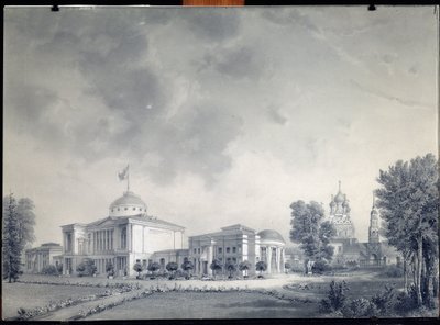 Uitzicht op het Ostankino-paleis door Dmitri Nikiforovich Martynov