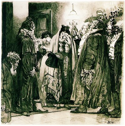Illustratie bij de komedie Woe van Wijsheid door Alexander Griboyedov door Dmitri Nikolayevich Kardovsky