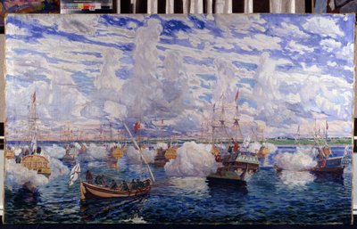 De vloot van Peter I van Rusland door Dmitri Nikolayevich Kardovsky