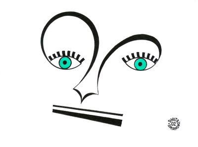Alto clef face - een gezicht getekend met behulp van de clef en andere muzieknotatie door Dmitri Smirnov