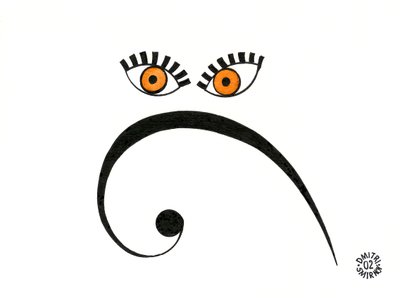 Bass clef face - een gezicht getekend met behulp van de clef en andere muzieknotatie door Dmitri Smirnov