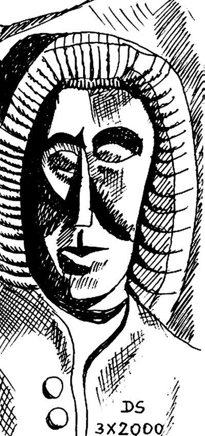 Johann Sebastian Bach - karikatuur van de Duitse componist door Dmitri Smirnov