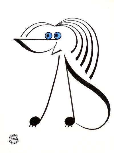 Muzikale hond - een hond getekend met behulp van muzieknotatie door Dmitri Smirnov