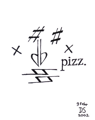 Pizzicato-gezicht - een gezicht getekend met muzieknotatie door Dmitri Smirnov