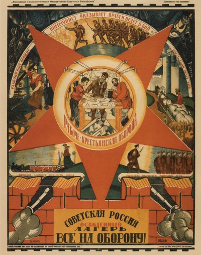 Sovjet-Rusland Staat Onder Beleg. Iedereen naar de Verdediging! Poster, 1919 door Dmitriy Stakhievich Moor