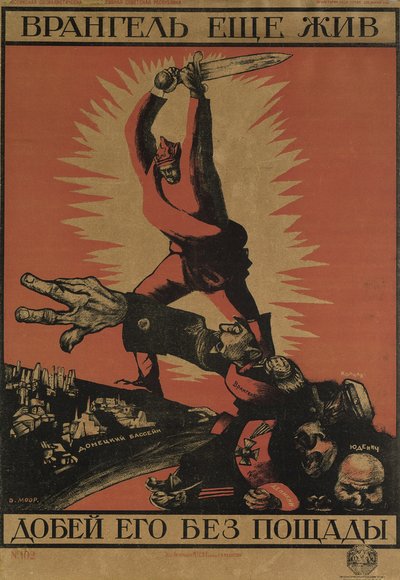 Wrangel leeft nog. Maak hem zonder genade af! Poster, 1920 door Dmitriy Stakhievich Moor