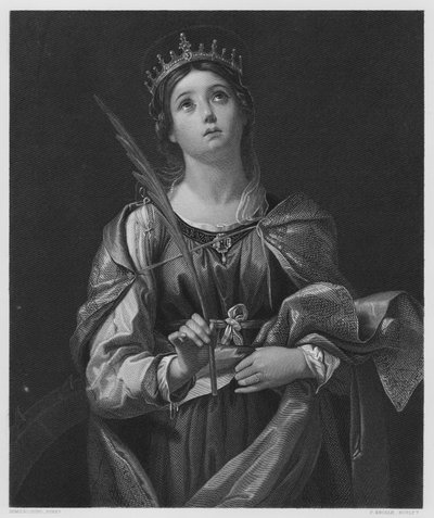 St. Catharina, uit het schilderij in de Koninklijke Collectie (gravure) door Domenichino
