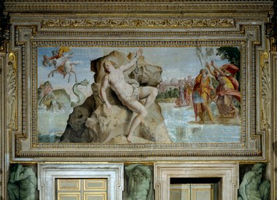 Andromeda aangeboden aan het zeemonster wordt bevrijd door Perseus door Domenichino