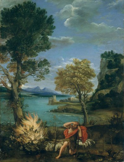 Landschap met Mozes en de Brandende Braamstruik door Domenichino