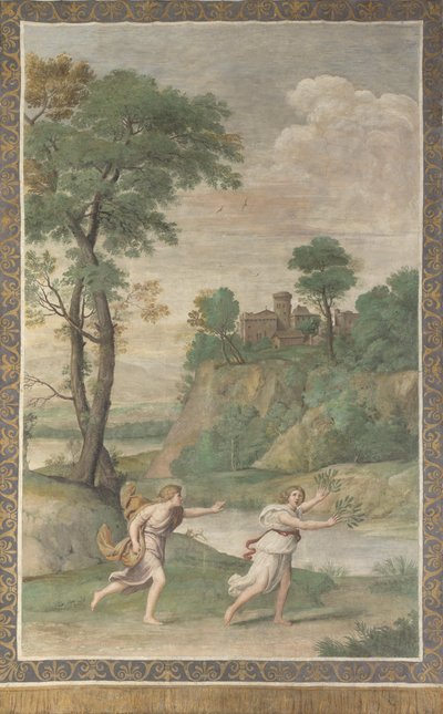 Apollo achtervolgt Daphne Fresco uit Villa Aldobrandini, 1617-1618 door Domenichino