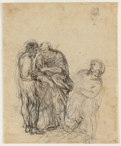 Studie van een oude man, een jongere man en een vrouw door Domenichino