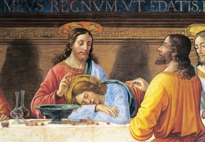 Refter van het klooster van San Marco, Jezus en Sint Johannes, detail van Laatste Avondmaal door Domenico Ghirlandaio