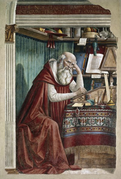 Sint Hiëronymus in zijn studeerkamer (San Gerolamo nello studio). door Domenico Ghirlandaio
