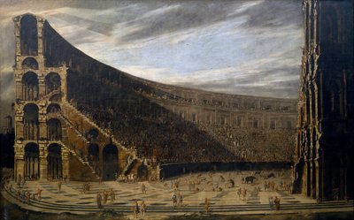 Doorsnede van een Romeins amfitheater door Domenico Gargiulo