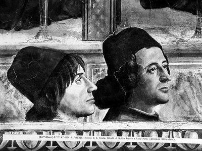 Portretten van Matteo Franco en Luigi Pulci (1432-84) uit de Cyclus van het Leven van St. Franciscus, c.1483 door Domenico Ghirlandaio