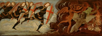 St. Michael en de engelen in oorlog met de duivel door Domenico Ghirlandaio